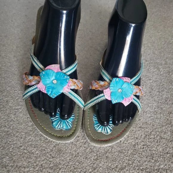 Passions Green Sandals and Passions Blue Sandals sz 9 - Picture 4 of 15